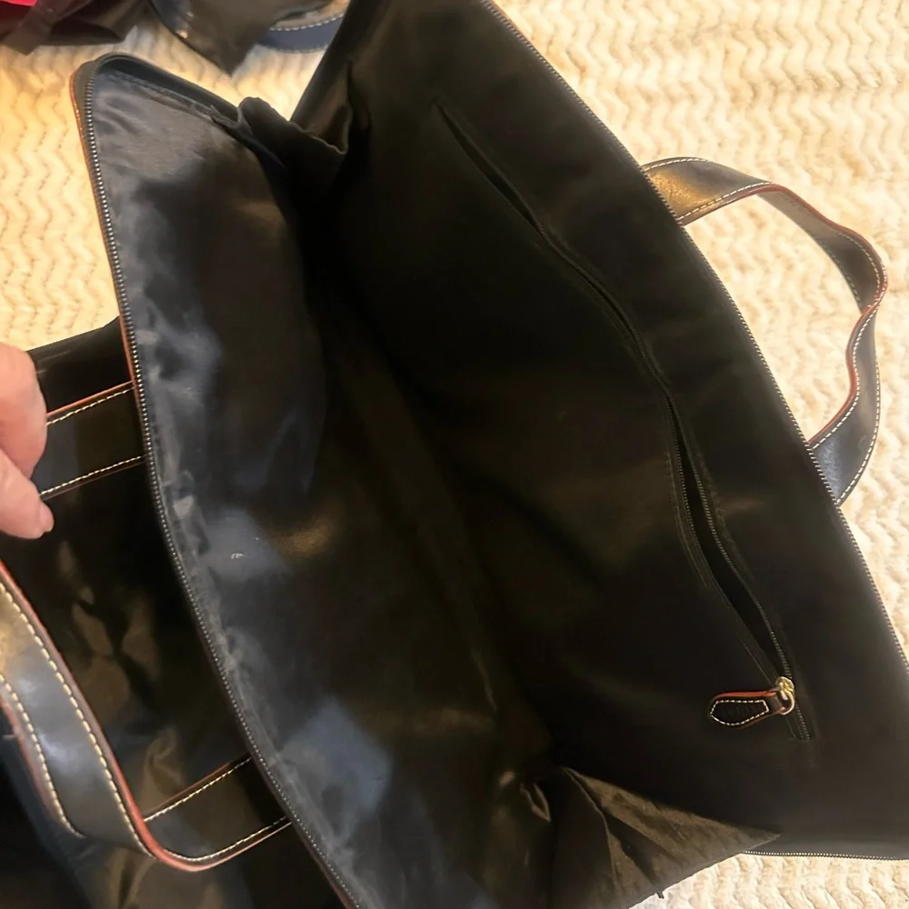 Lodis Black Leather Briefcase with Red Accents